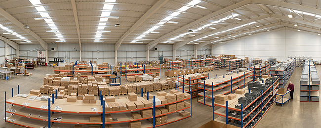 paroramic warehouse interior photography