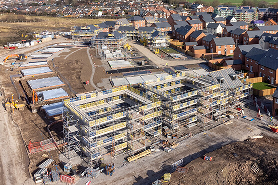 apartment construction drone view