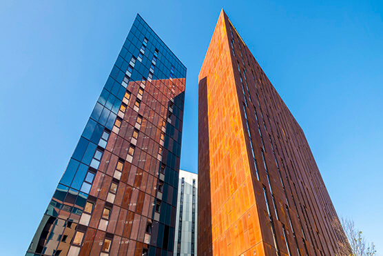 blue sky exterior building photo
