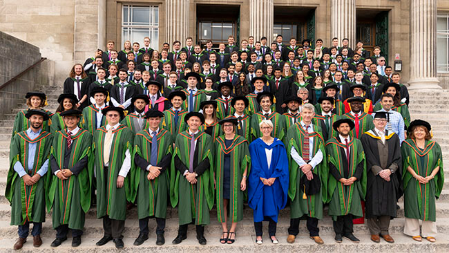 university graduation group photo